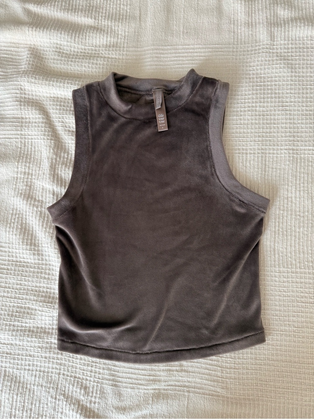 SKIMS Taupe velvet cropped Tank Top